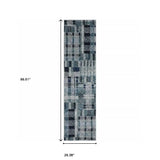8' Runner Blue Geometric Power Loom Runner Rug - Homeroots - Flyclothing LLC