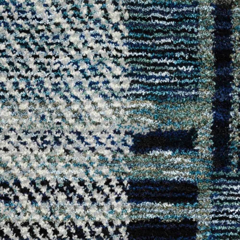 12' Runner Blue Geometric Power Loom Runner Rug - Homeroots - Flyclothing LLC