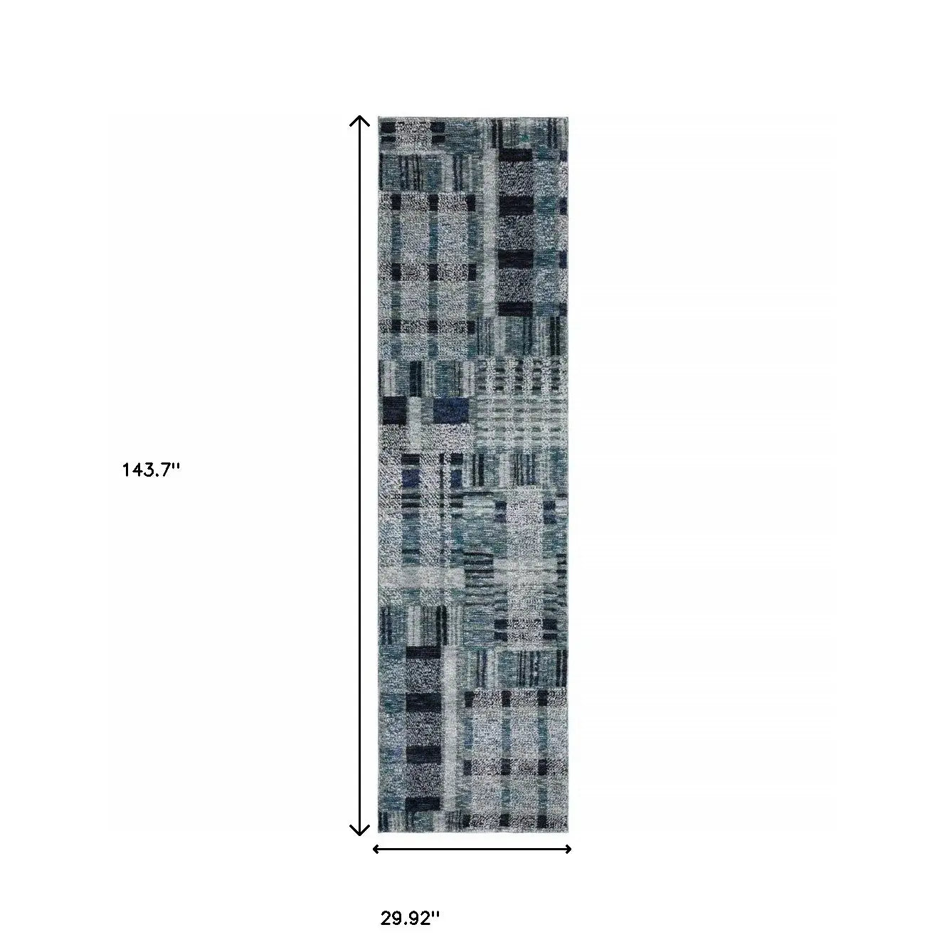 12' Runner Blue Geometric Power Loom Runner Rug - Homeroots - Flyclothing LLC