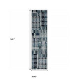 12' Runner Blue Geometric Power Loom Runner Rug - Homeroots - Flyclothing LLC