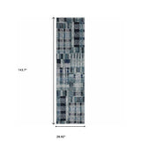 12' Runner Blue Geometric Power Loom Runner Rug
