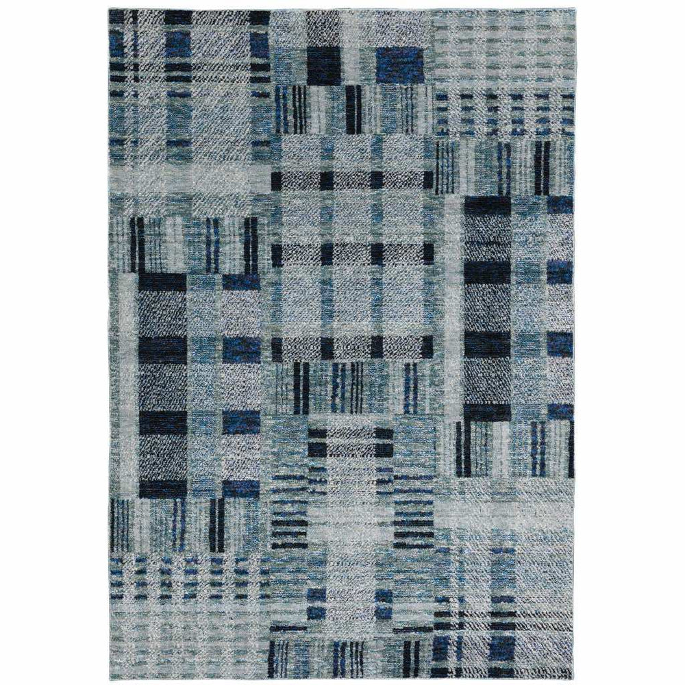 5' X 7' Blue Geometric Power Loom Area Rug - Homeroots - Flyclothing LLC