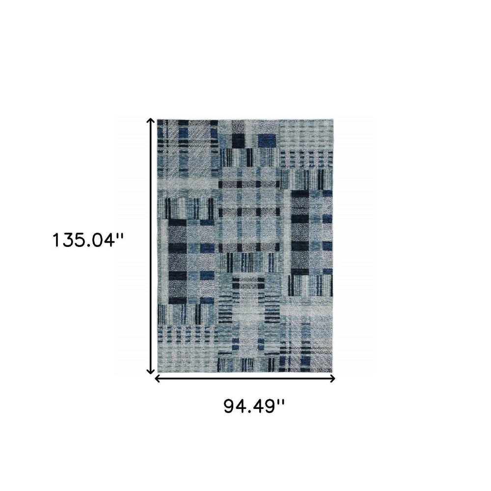 8' X 11' Blue Geometric Power Loom Area Rug - Homeroots - Flyclothing LLC