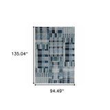 8' X 11' Blue Geometric Power Loom Area Rug
