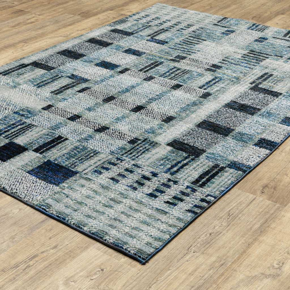 8' X 11' Blue Geometric Power Loom Area Rug - Homeroots - Flyclothing LLC
