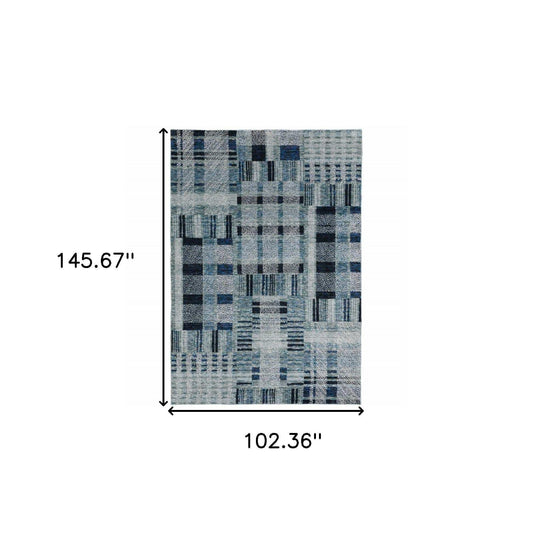 9' X 12' Blue Geometric Power Loom Area Rug - Homeroots - Flyclothing LLC