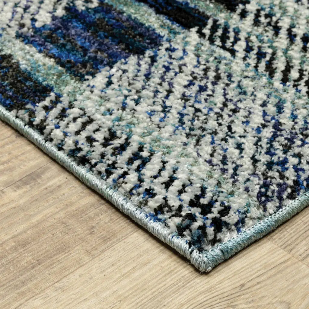 9' X 12' Blue Geometric Power Loom Area Rug - Homeroots - Flyclothing LLC