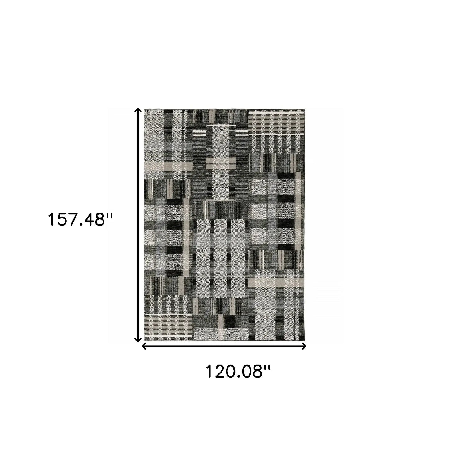 10' X 13' Gray and Black Geometric Power Loom Area Rug - Homeroots - Flyclothing LLC