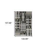 10' X 13' Gray and Black Geometric Power Loom Area Rug - Homeroots - Flyclothing LLC