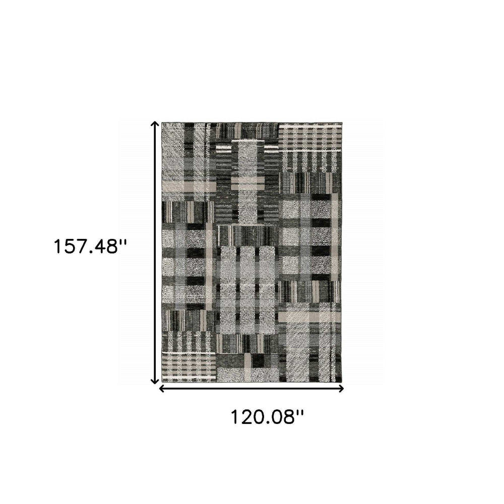 10' X 13' Gray and Black Geometric Power Loom Area Rug - Homeroots - Flyclothing LLC