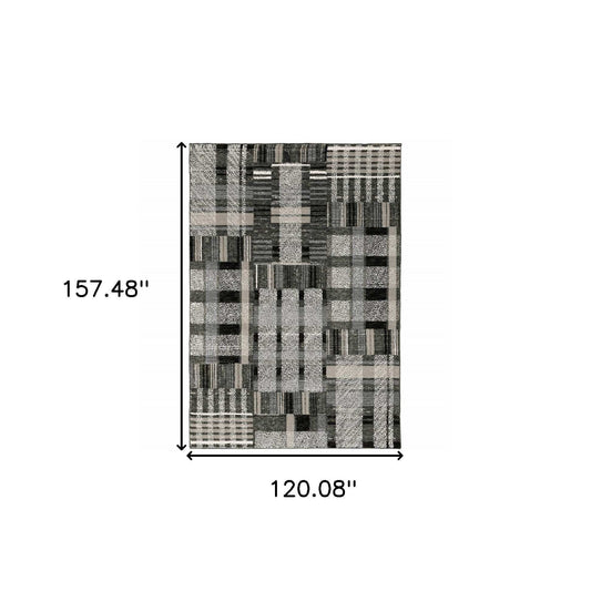 10' X 13' Gray and Black Geometric Power Loom Area Rug - Homeroots - Flyclothing LLC