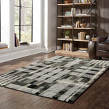 10' X 13' Gray and Black Geometric Power Loom Area Rug - Homeroots - Flyclothing LLC