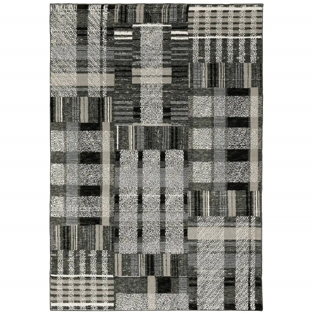 2' X 3' Gray and Black Geometric Power Loom Area Rug - Homeroots - Flyclothing LLC