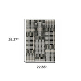 2' X 3' Gray and Black Geometric Power Loom Area Rug - Homeroots - Flyclothing LLC