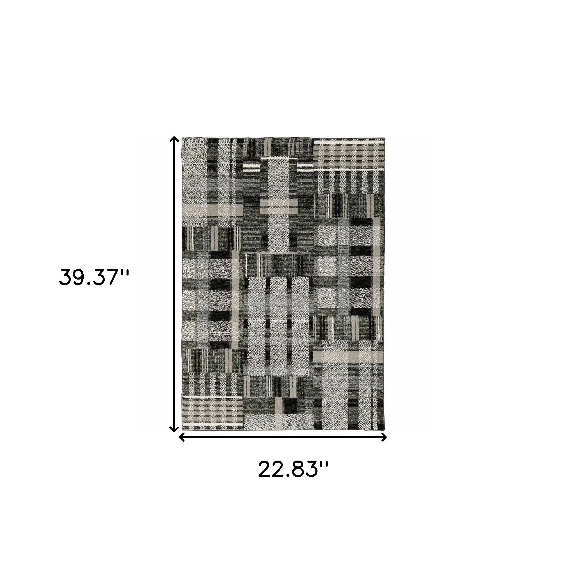 2' X 3' Gray and Black Geometric Power Loom Area Rug - Homeroots - Flyclothing LLC