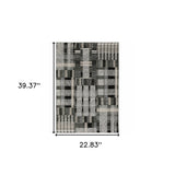 2' X 3' Gray and Black Geometric Power Loom Area Rug