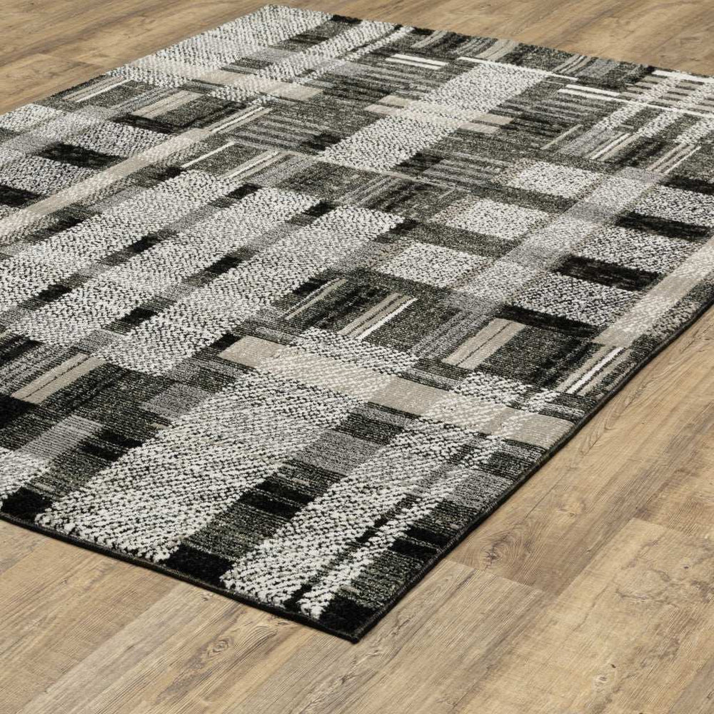 2' X 3' Gray and Black Geometric Power Loom Area Rug - Homeroots - Flyclothing LLC