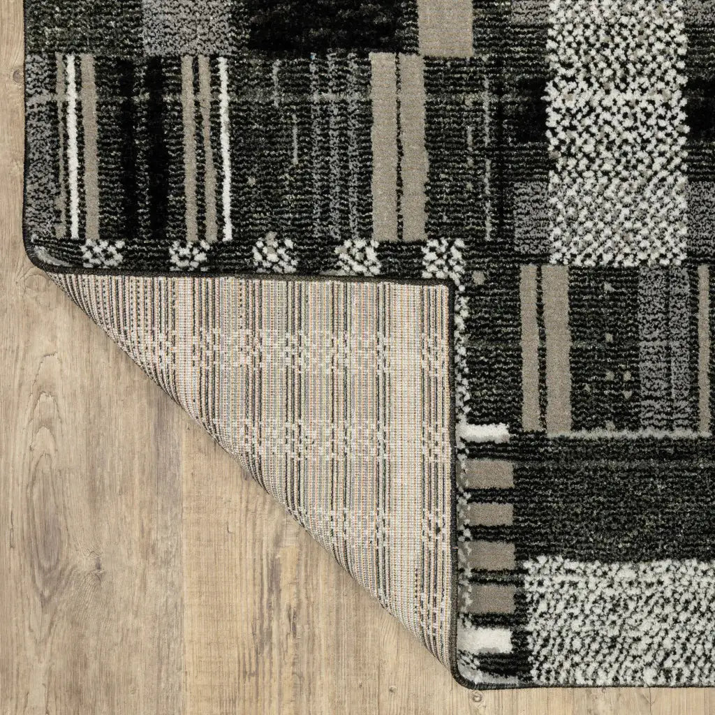 2' X 3' Gray and Black Geometric Power Loom Area Rug - Homeroots - Flyclothing LLC