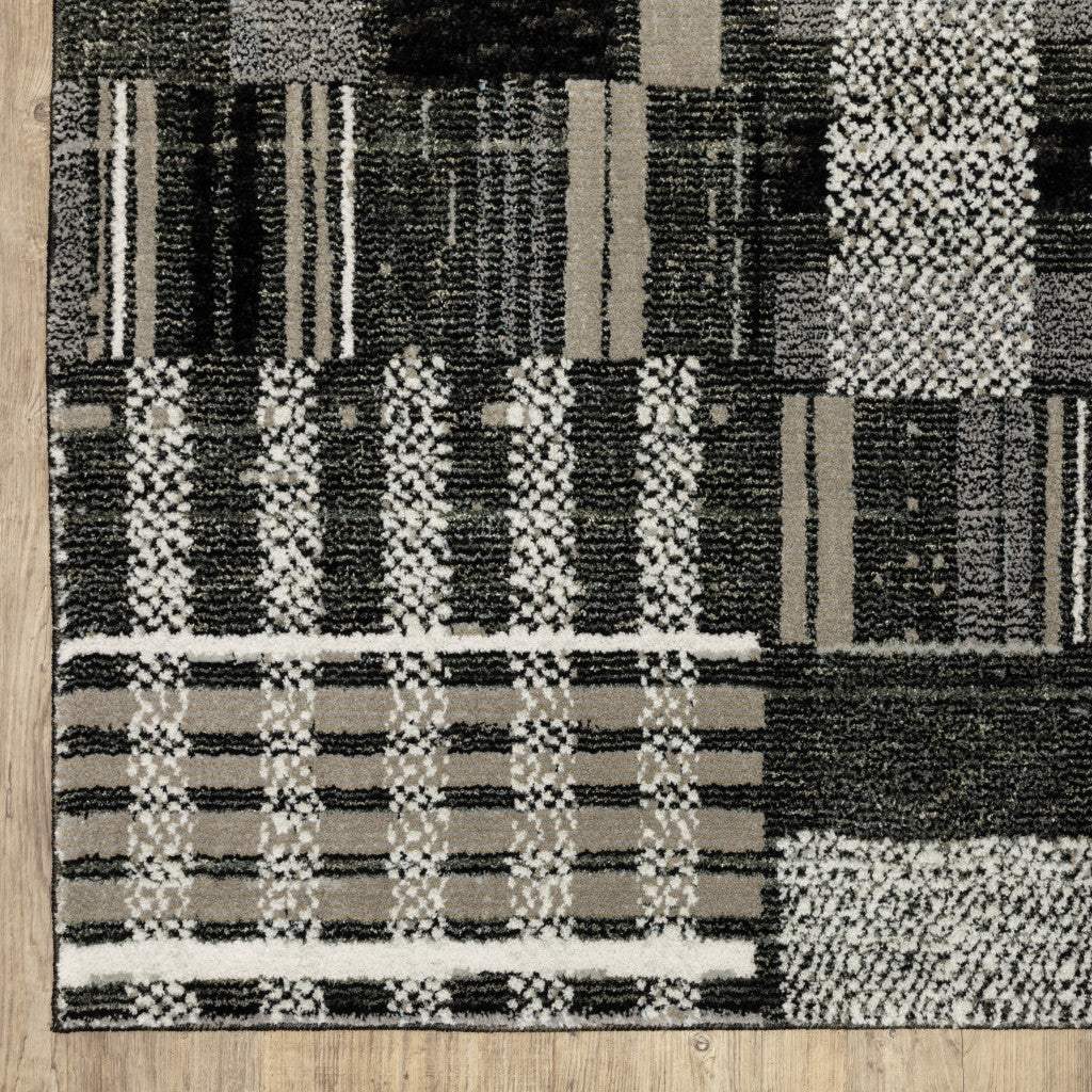 2' X 3' Gray and Black Geometric Power Loom Area Rug - Homeroots - Flyclothing LLC