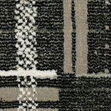 8' Runner Gray and Black Geometric Power Loom Runner Rug - Homeroots - Flyclothing LLC