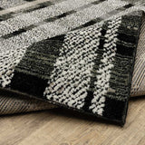 8' Runner Gray and Black Geometric Power Loom Runner Rug - Homeroots - Flyclothing LLC