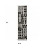 8' Runner Gray and Black Geometric Power Loom Runner Rug - Homeroots - Flyclothing LLC