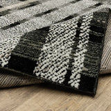12' Runner Black Grey and Ivory Geometric Power Loom Runner Rug - Homeroots - Flyclothing LLC