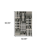 5' X 7' Gray and Black Geometric Power Loom Area Rug - Homeroots - Flyclothing LLC