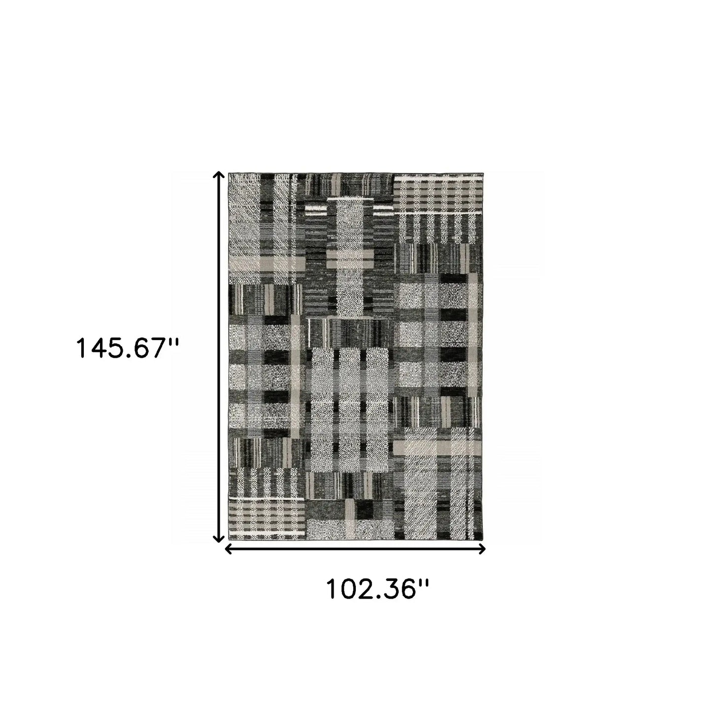 9' X 12' Gray and Black Geometric Power Loom Area Rug - Homeroots - Flyclothing LLC