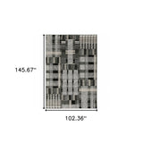 9' X 12' Gray and Black Geometric Power Loom Area Rug - Homeroots - Flyclothing LLC
