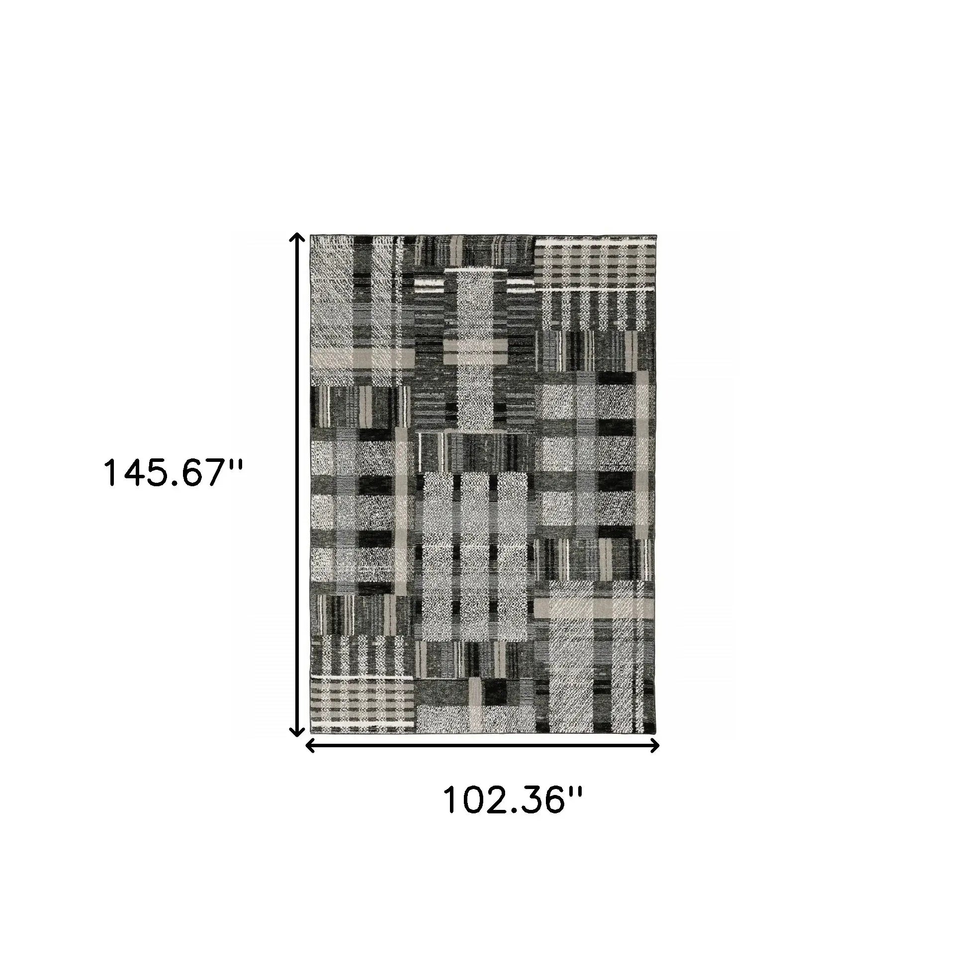 9' X 12' Gray and Black Geometric Power Loom Area Rug - Homeroots - Flyclothing LLC