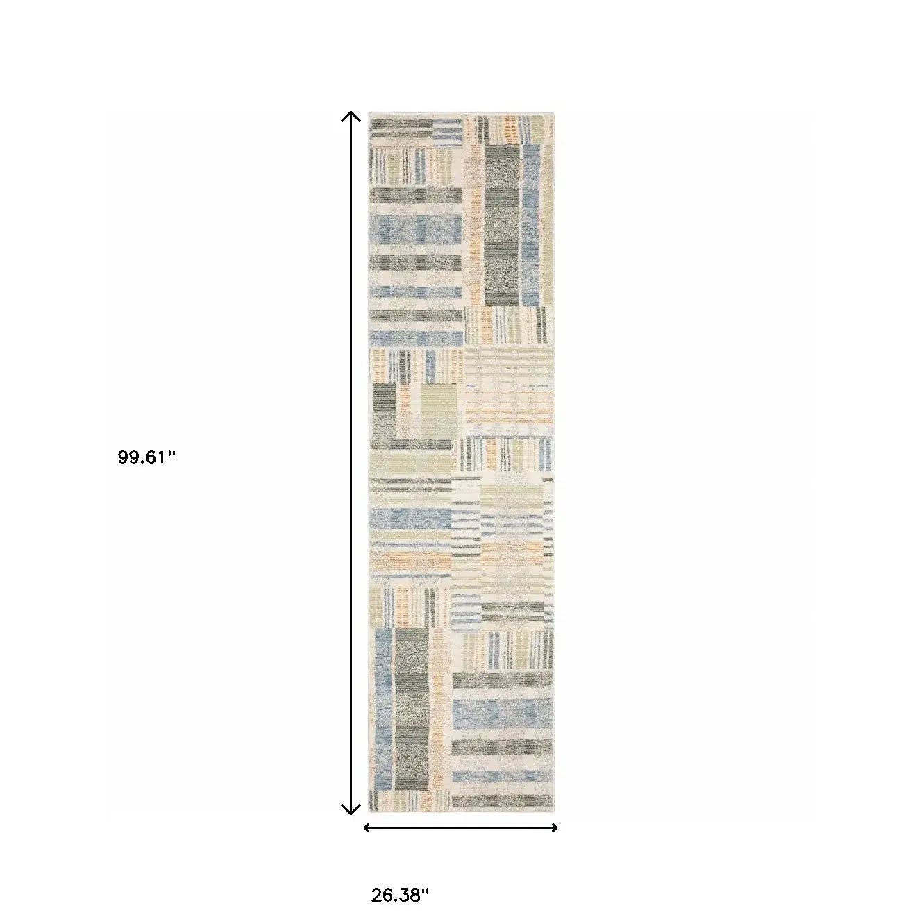 8' Runner Gray and Ivory Geometric Power Loom Runner Rug - Homeroots - Flyclothing LLC