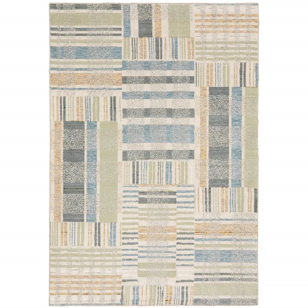 9' X 12' Gray and Ivory Geometric Power Loom Area Rug - Homeroots - Flyclothing LLC