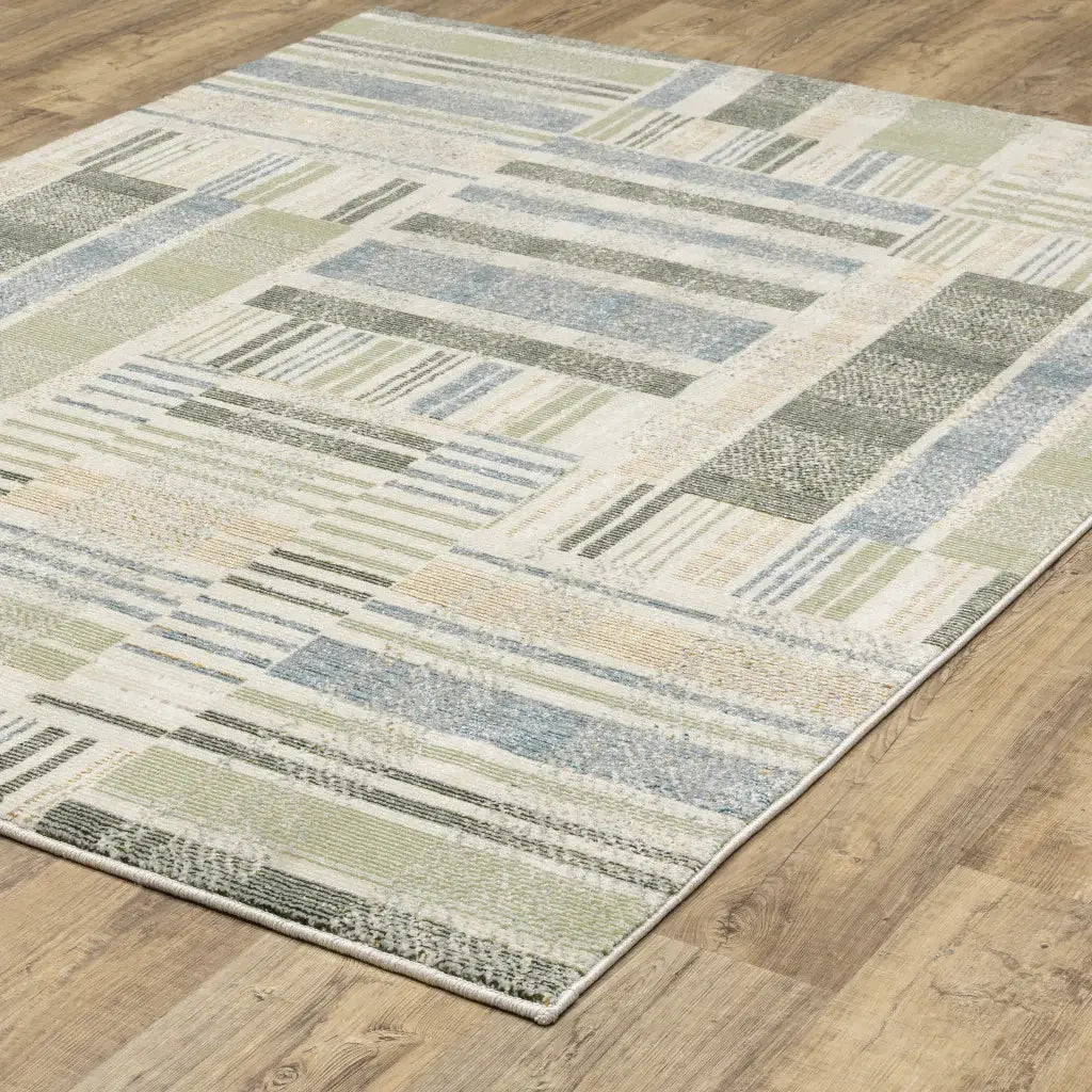 9' X 12' Gray and Ivory Geometric Power Loom Area Rug - Homeroots - Flyclothing LLC