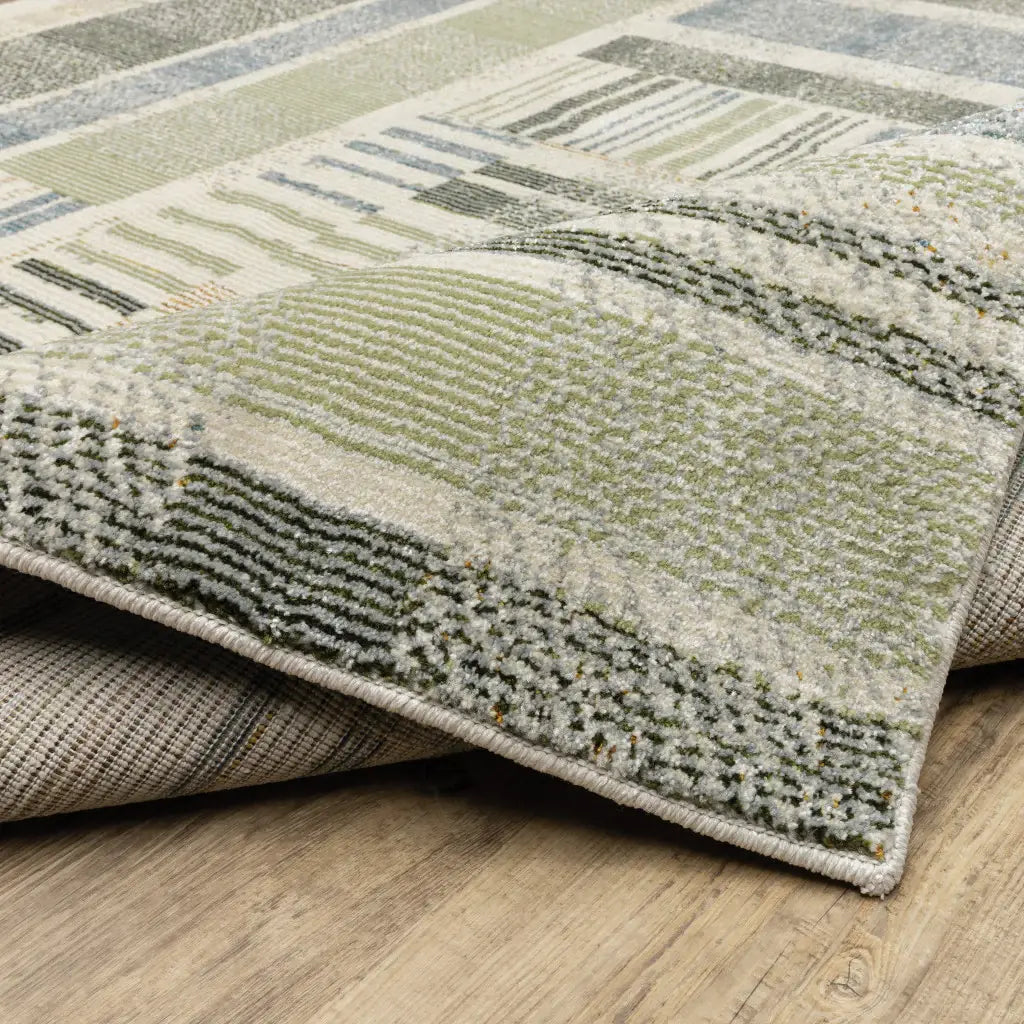 9' X 12' Gray and Ivory Geometric Power Loom Area Rug - Homeroots - Flyclothing LLC