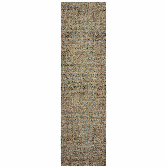 12' Runner Blue and Beige Geometric Power Loom Runner Rug - Homeroots - Flyclothing LLC