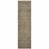 12' Runner Blue and Beige Geometric Power Loom Runner Rug