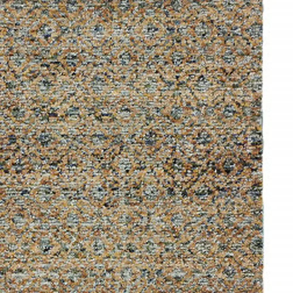 12' Runner Blue and Beige Geometric Power Loom Runner Rug - Homeroots - Flyclothing LLC