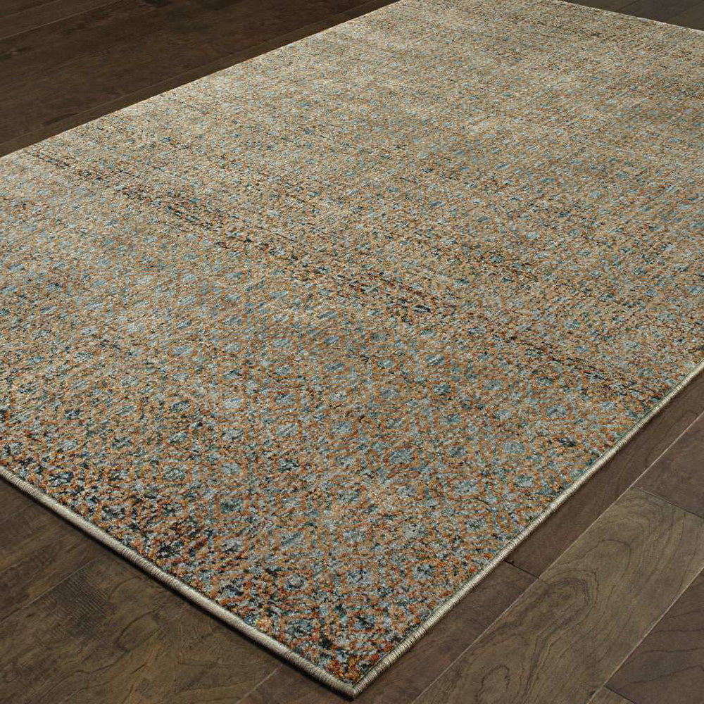 5' X 7' Blue and Silver Geometric Power Loom Area Rug - Homeroots - Flyclothing LLC