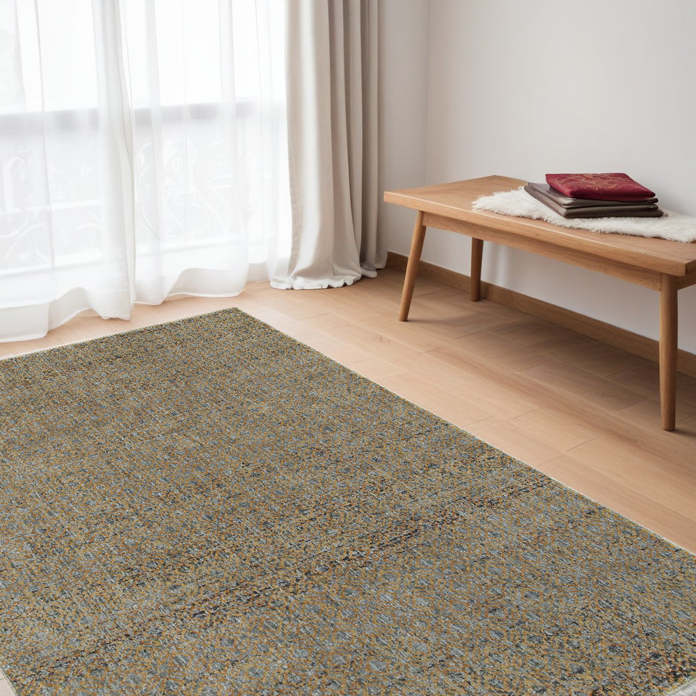 5' X 7' Blue and Silver Geometric Power Loom Area Rug