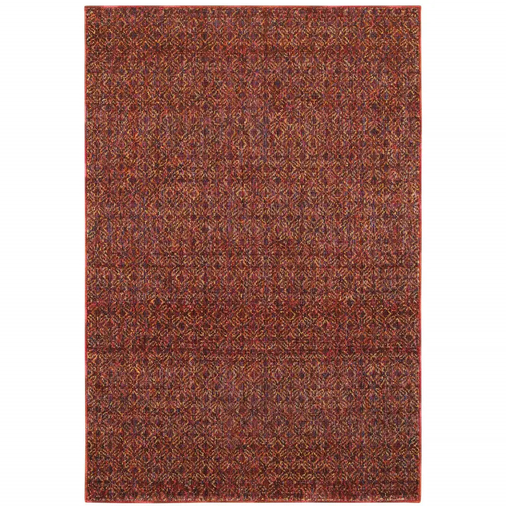 10' X 13' Red and Gold Geometric Power Loom Area Rug - Homeroots - Flyclothing LLC