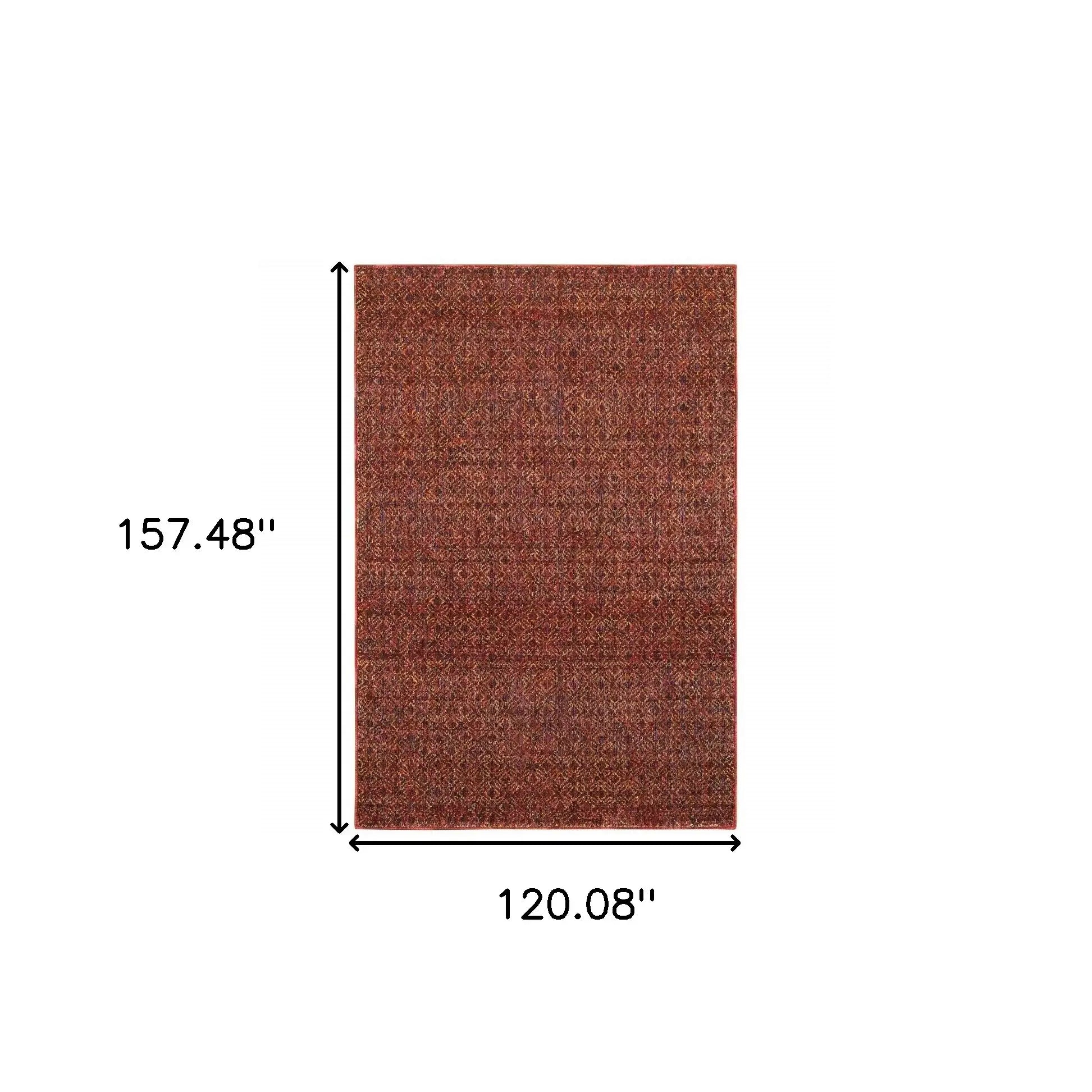 10' X 13' Red and Gold Geometric Power Loom Area Rug - Homeroots - Flyclothing LLC