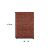 10' X 13' Red and Gold Geometric Power Loom Area Rug - Homeroots