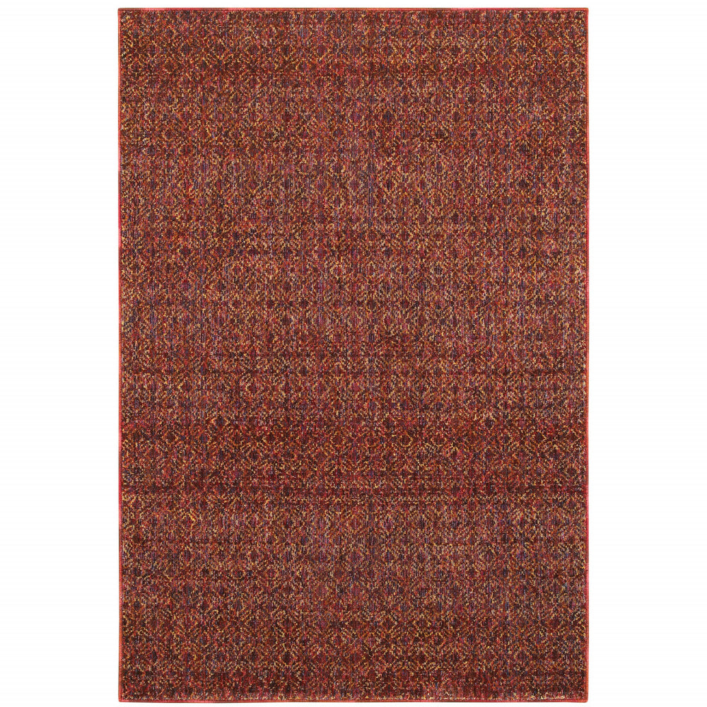 2' X 3' Red and Gold Geometric Power Loom Area Rug - Homeroots