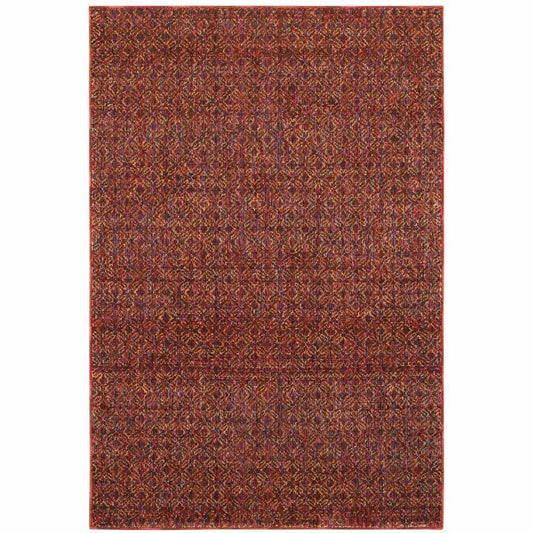 2' X 3' Red and Gold Geometric Power Loom Area Rug - Homeroots - Flyclothing LLC