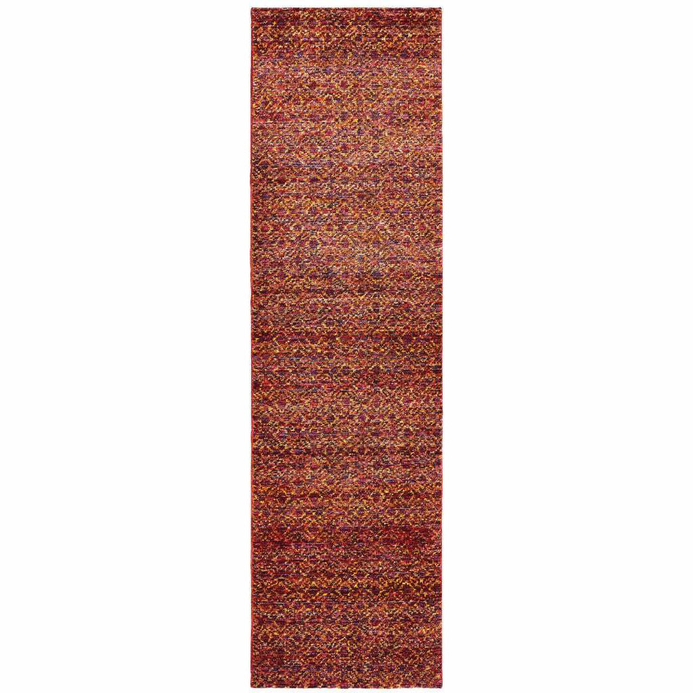 8' Runner Red and Gold Geometric Power Loom Runner Rug - Homeroots - Flyclothing LLC