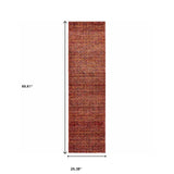 8' Runner Red and Gold Geometric Power Loom Runner Rug - Homeroots - Flyclothing LLC