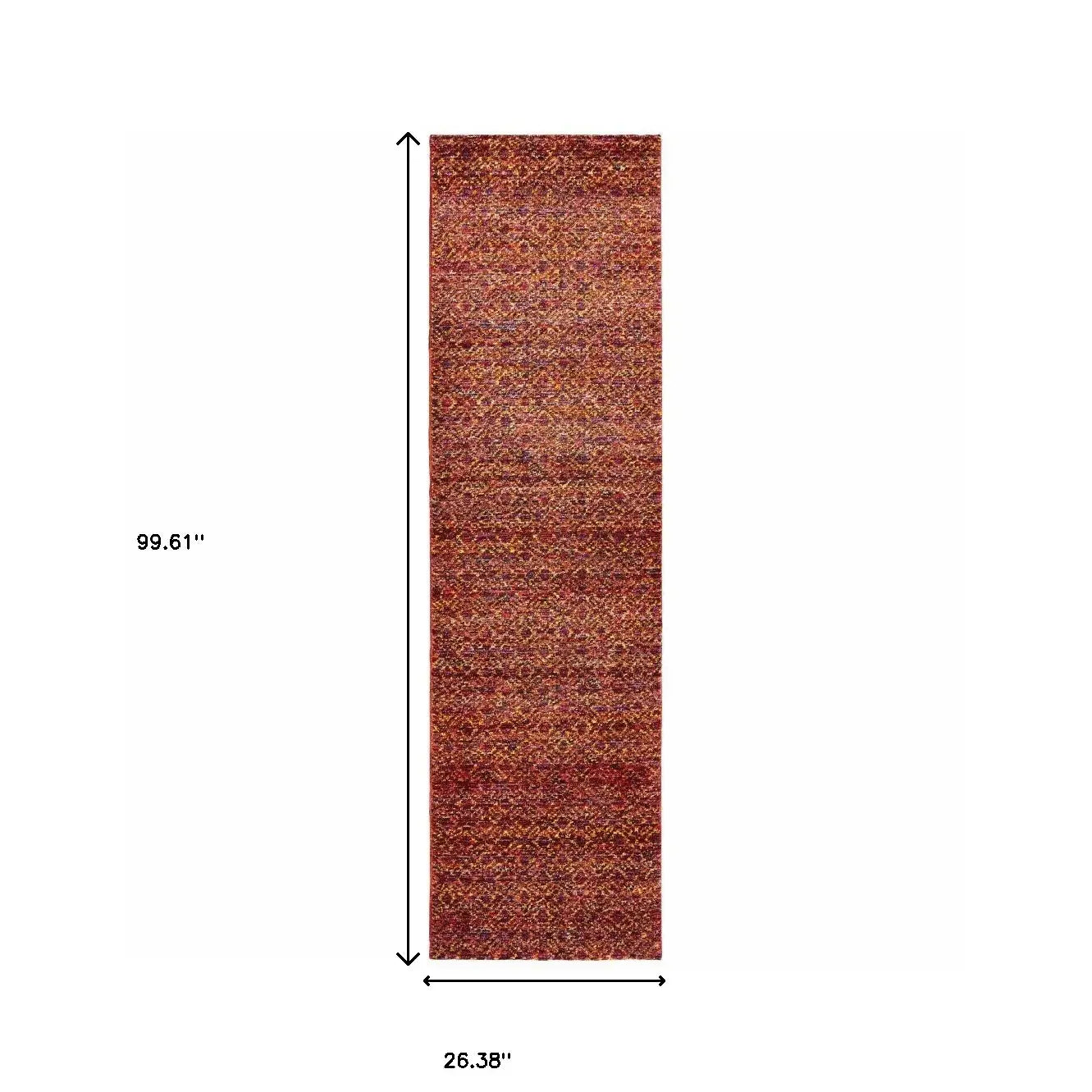 8' Runner Red and Gold Geometric Power Loom Runner Rug - Homeroots - Flyclothing LLC