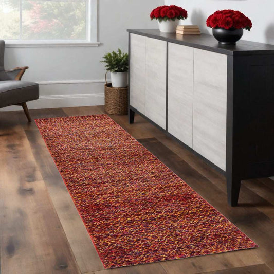 8' Runner Red and Gold Geometric Power Loom Runner Rug - Homeroots - Flyclothing LLC