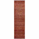 12' Runner Red Gold and Blue Geometric Power Loom Runner Rug - Homeroots - Flyclothing LLC